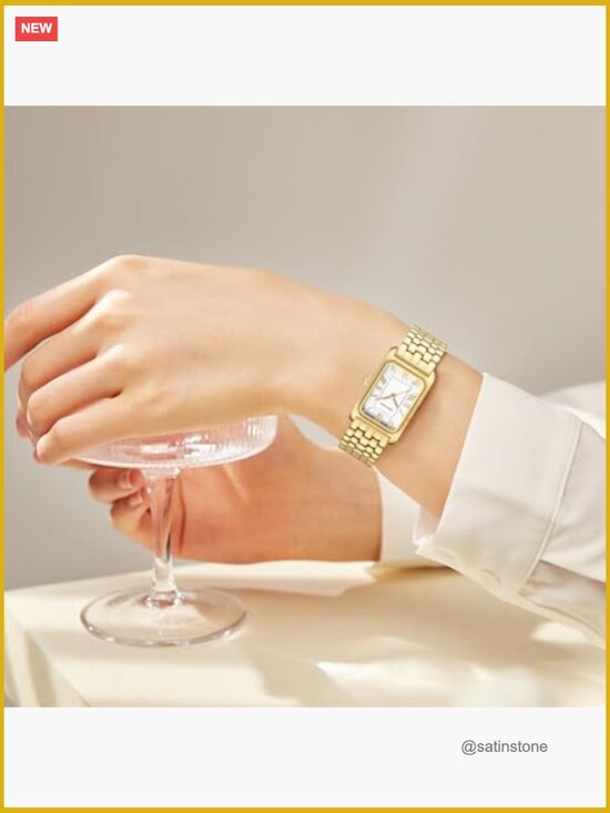 Vintage Bracelet Roman Dial Rectangular Case Gold Watch Waterproof with Tools main image 4